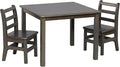 ECR4Kids 30in x 30in Square Hardwood Table and Chair Set, 12in Seat Height, Kids Furniture, Grey Wash