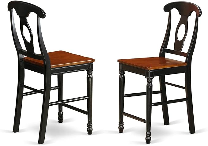 East West Furniture YAKE3-BLK-W 3 Piece Kitchen Counter Set for Small Spaces Contains a Rectangle Dining Room Table and 2 Dining Chairs, 30x48 Inch, Black & Cherry