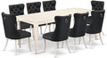 East West Furniture DODA9-LWH-12 9 Piece Dinette Set Contains a Rectangle Dining Table with Butterfly Leaf and 8 Polyester Fabric Upholstered Chairs, Linen White