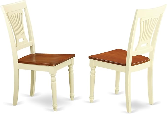 East West Furniture QUPL5-WHI-W 5 Piece Modern Dining Table Set Includes a Rectangle Wooden Table with Butterfly Leaf and 4 Dining Chairs, 40x78 Inch, Buttermilk & Cherry