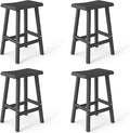 Bar Stools Set of 4, Waterproof UV-Resistant,Durable Resin Kitchen Island Chairs for Indoor & Outdoor Use, Modern Design for Home,Bar,and Cafe (24'' Black-4)