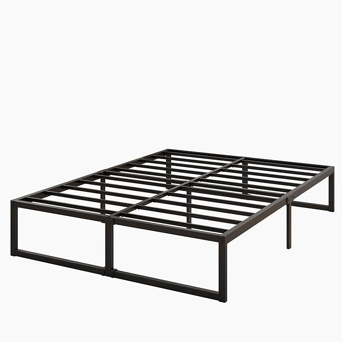 16 Inch California King Bed Frames No Box Spring Needed Heavy Duty Metal Cal King Platform for Mattress Foundation, Noise Free, Easy Assembly, Black