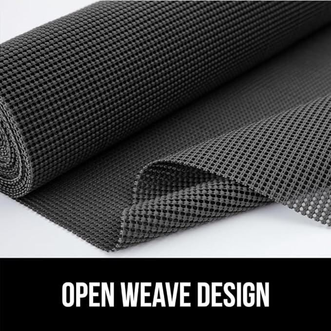 GORILLA GRIP powerGRIP Drawer Shelf and Cabinet Liner, Thick Strong Hold, Non-Adhesive Liners Protect Kitchen Cabinets and Cupboard, Bathroom Drawers, Easy Install, Breathable Mat, 20" x10', Charcoal