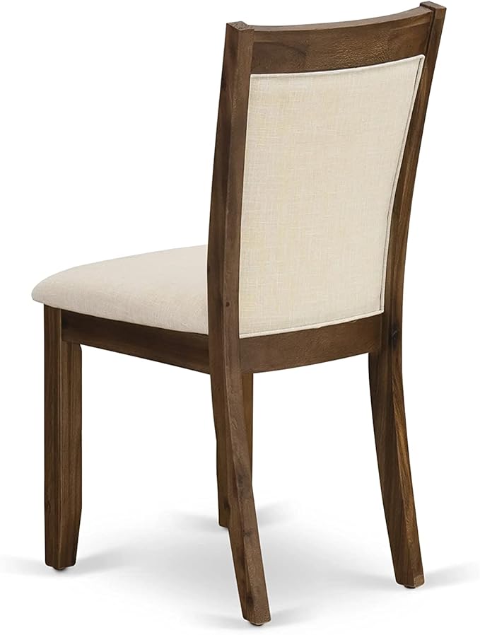 East West Furniture X727MZN32-7 7 Piece Modern Dining Table Set Consist of a Rectangle Wooden Table with X-Legs and 6 Light Beige Linen Fabric Upholstered Chairs, 40x72 Inch, Multi-Color