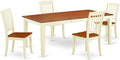 East West Furniture QUDA5-BMK-W 5 Piece Kitchen Table Set for 4 Includes a Rectangle Dining Room Table with Butterfly Leaf and 4 Solid Wood Seat Chairs, 40x78 Inch, Buttermilk & Cherry