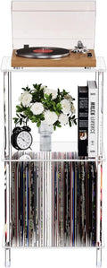 Clear Acrylic Side Table, 15.7" L x 11.8" W x 30.7" H, 3-Tier End Table for Living Room, Small Modern Bedside Tables Nightstand for Bedroom, Home Decor Accent Table