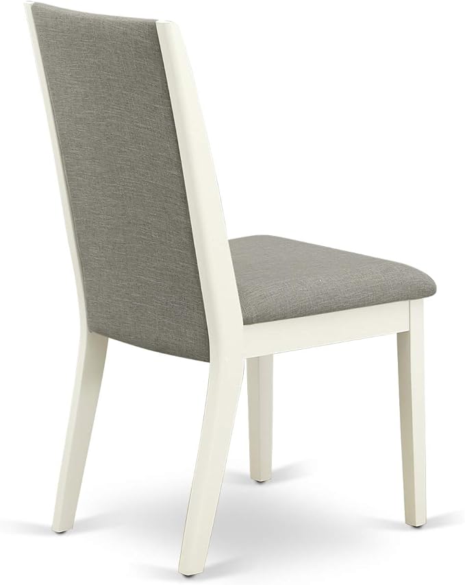 East West Furniture MZLA3-LWH-06 3 Piece Kitchen Table & Chairs Set Contains a Rectangle Dining Table with Dropleaf and 2 Shitake Linen Fabric Upholstered Chairs, 36x54 Inch, Linen White