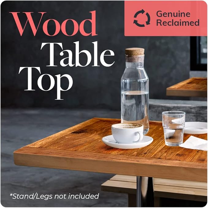 Reclaimed Wood Table Top - Rustic Recycled Solid Wooden Piece Perfect for Signs, Counters, Kitchens Table Tops (Reclaimed Wood Tabletop with Breadboard Ends, 36" x 36")