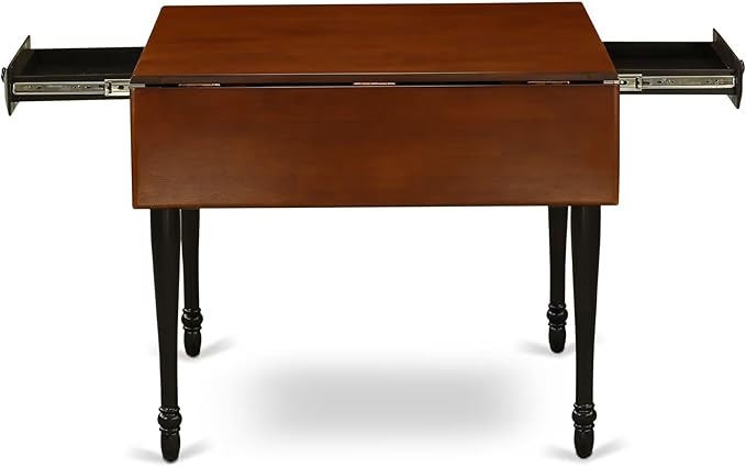 East West Furniture MZDA5-BCH-W 5 Piece Dining Room Furniture Set Includes a Rectangle Kitchen Table with Dropleaf and 4 Dining Chairs, 36x54 Inch, Black & Cherry