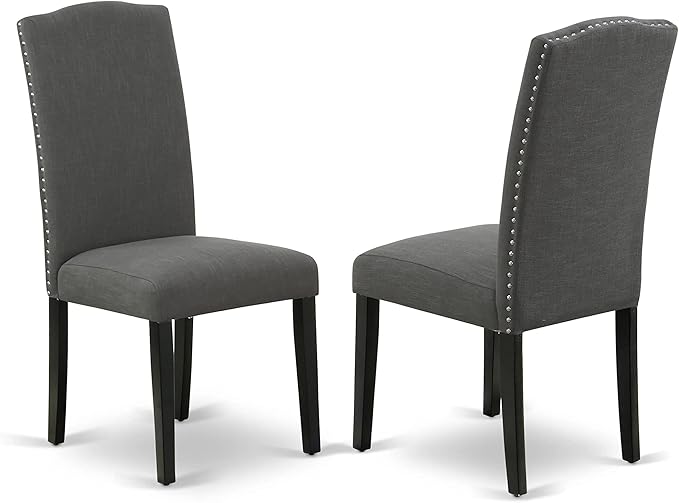 East West Furniture LGEN5-BLK-20 5 Piece Dinette Set Includes a Rectangle Dining Room Table with Butterfly Leaf and 4 Dark Gotham Linen Fabric Upholstered Chairs, 42x84 Inch, Black