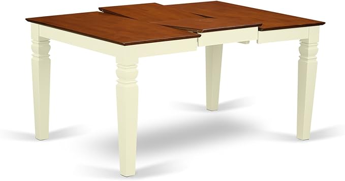 East West Furniture WEIP5-BMK-W 5 Piece Dining Set Includes a Rectangle Dining Table with Butterfly Leaf and 4 Kitchen Chairs, 42x60 Inch, Buttermilk & Cherry