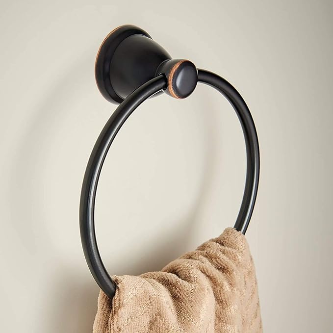 Franklin Brass Kinla 3-Piece Bathroom Set Oil Rubbed Bronze 24" Towel Bar Rack, Toilet Paper Holder, Ring Hardware KIN3PC-ORB