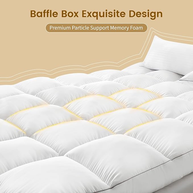 Decroom 5 Inch Memory Foam Mattress Topper King Size, Filled with Breathable Memory Foam Pillow Topper, Soft Fluffy Supportive Bed Mattress Pad for Back Pain Relief, 80x78x5 Inch