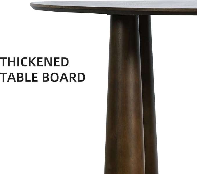 Casaphoria 45" Round Dining Table, Kitchen Table for 6 with Arc-Shaped Edge Top and Cylindrical Legs, Easy Assembly for Living Room, Dining Room, Walnut