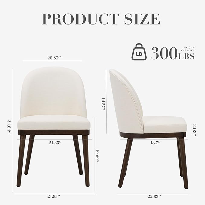 COLAMY Upholstered Dining Chairs Set of 4, Wooden Kitchen Chairs with Open Back, Modern Dining Room Chairs with Wood Frame, Dinner Side Chairs for Dining Room Kitchen Restaurant, Beige