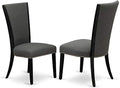 East West Furniture VEP6T50 Verona Parson Dining Chairs - Nailhead Trim Dark Gotham Linen Fabric Padded Chairs, Set of 2, Wirebrushed Black