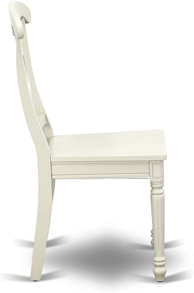East West Furniture VAKE7-LWH-W 7 Piece Dining Set Consist of an Oval Dining Table with Butterfly Leaf and 6 Kitchen Chairs, 40x76 Inch, Linen White
