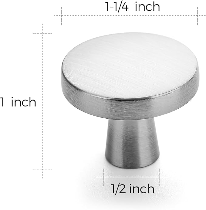 Ravinte 60 Pack Drawer Pulls 1-1/4 Inch Kitchen Cabinet Knobs Brushed Nickel Round Dresser Drawer Knobs Solid Dresser Knobs Drawer Knobs Simple Cabinet Hardware for Cupboard Drawer Pulls