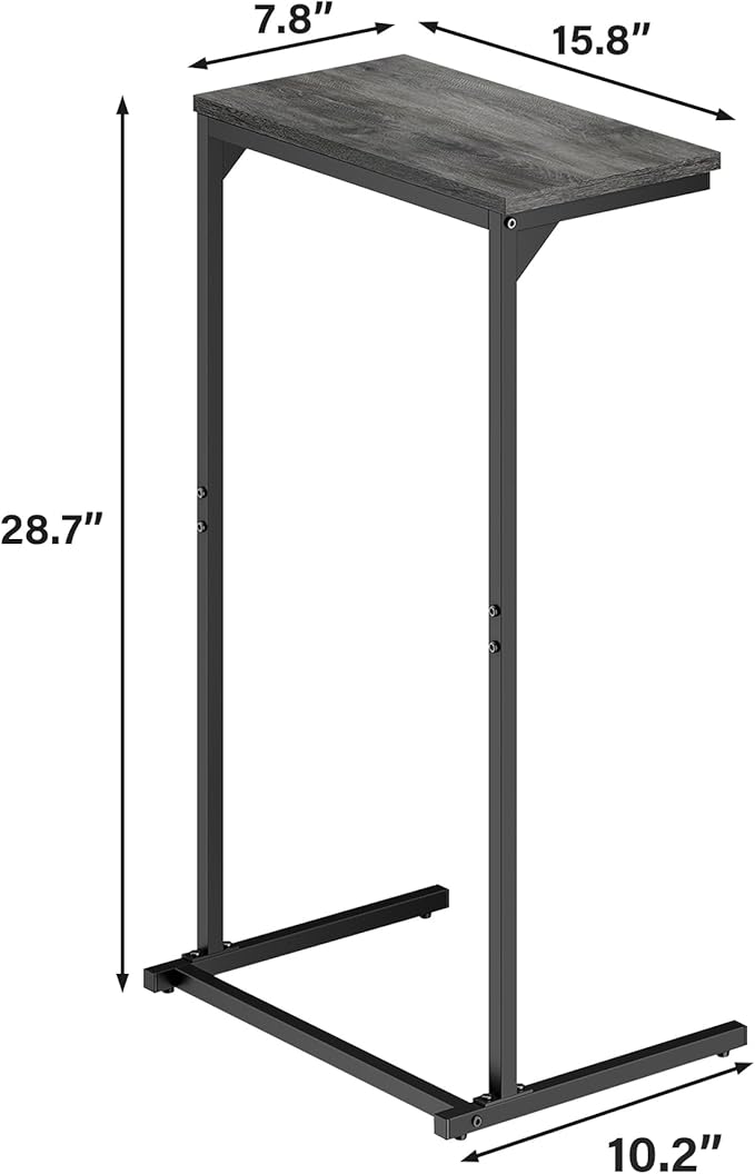 TUTOTAK C Shaped End Table, Small Side Table, 28.7 inch Tall Couch Table, Sofa Table, Living Room, Bed Room, Charcoal Grey TB01BY071