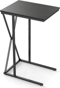 Manora TV Dinner Tray Table, C Shaped End Table for Couch, Slide Under Couch Table for Small Space, Living Room or Bedroom, Black