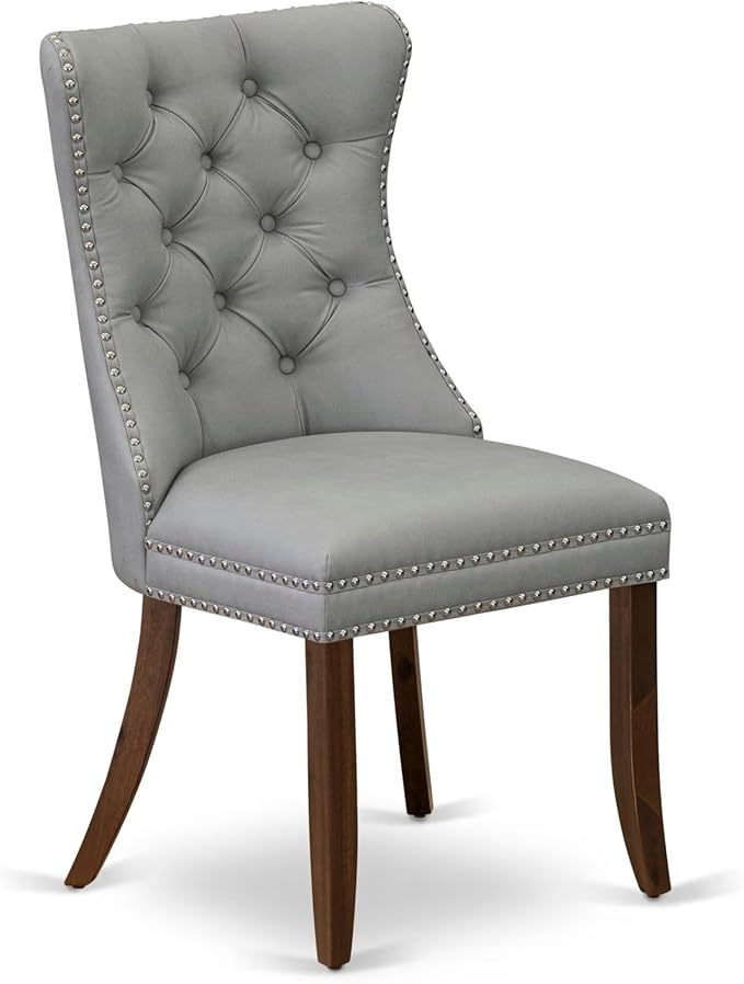 LEDA5-AWA-27-5 Pieces Modern Dining Set Includes a Rectangle Kitchen Table and 4 Light Gray Polyester Fabric Dining Chairs, Antique Walnut