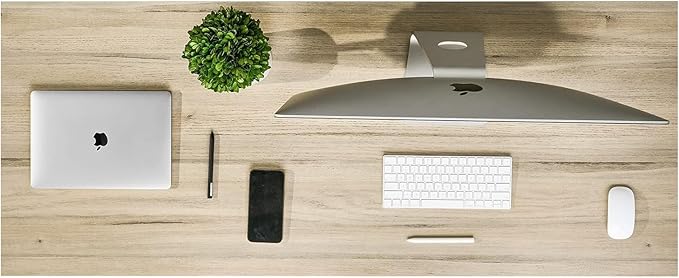 Kaboon Universal Tabletop 45.67"x23.62", Solid One-Piece Melamine Table Top, Double Desk L-Desk DIY, Home and Office, Oak/Grey Tone