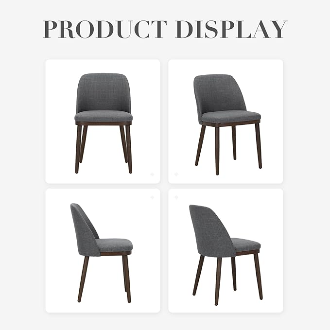COLAMY Upholstered Dining Chairs Set of 4, Modern Kitchen Chairs with Back, Leather Side Dining Room Chairs with Wood Legs for Kitchen Dining Room Restaurant,Light Grey
