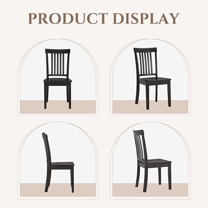 COLAMY Wooden Dining Chairs Set of 6, Spindle High Back Windsor Kitchen Side Chair, Farmhouse Dining Chairs for Kitchen and Dining Room, Dark Brown