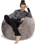Sofa Sack Bean Bag Chair - Plush, Ultra Soft - Memory Foam Bean Bag Chair with Faux Rabbit Fur Cover - Stuffed Foam Filled Furniture and Accessories for Dorm Room 3 Feet - Gray
