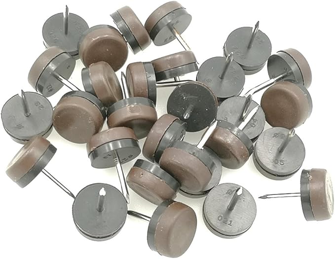 ALIMITOPIA 40pcs Furniture Glide Nail-in Thickened Nylon Chair Glide Slider Furniture Pad Floor Protector for Wooden Furniture Chair Tables Leg Feet(Φ18mm or 0.7";Brown)