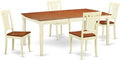 East West Furniture DOAV5-WHI-W 5 Piece Kitchen Table Set for 4 Includes a Rectangle Dining Table with Butterfly Leaf and 4 Dining Room Chairs, 42x78 Inch, Buttermilk & Cherry