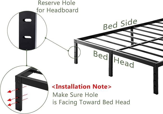 45MinST 18 Inch Platform Bed Frame/Easy Assembly Mattress Foundation / 3000lbs Heavy Duty Steel Slat/Noise Free/No Box Spring Needed,Full