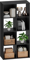Sweetcrispy 8 Cube Storage Organizer - Open Cube Bookshelf with 4 Removable Back Panels, Display Storage Bookcase for Living Room, Bedroom, Entrance Hall, Home Office，47.7"L×11.6" W×24"H, Drak Black