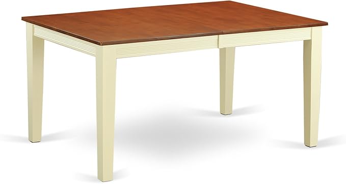 East West Furniture QUPL7-WHI-W 7 Piece Kitchen Table & Chairs Set Consist of a Rectangle Dining Room Table with Butterfly Leaf and 6 Solid Wood Seat Chairs, 40x78 Inch, Buttermilk & Cherry