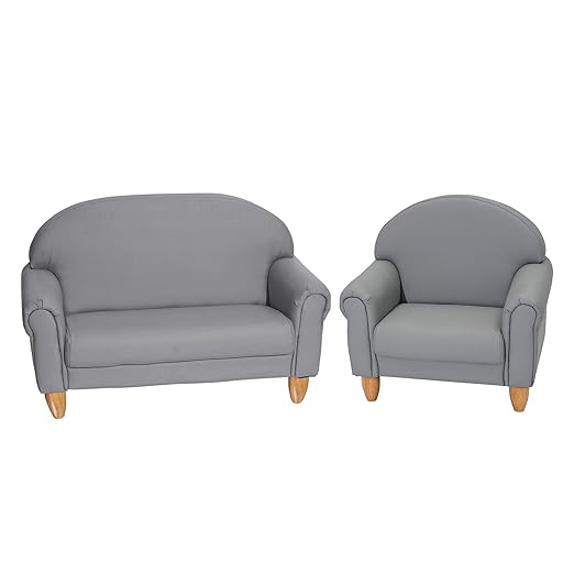 Children's Factory As We Grow Chair and Couch, Flexible Seating for Daycare or Preschool, Kids Reading Couch, Playroom Furniture, Gray