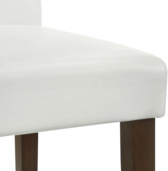 CHITA Counter Height Bar Stools Set of 3, 27" H Seat Height Upholstered Barstools, PU Leather in White