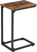 AMHANCIBLE C Shaped End Table, Slide Under Couch Table for Sofa, TV Tray Snack Table, Small Side Table for Small Space, Living Room, Brown HET02CBR1