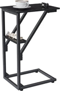C-Shaped End Table, Small Side Table for Couch, Sofa TV Tray Table for Living Room, Bedroom, Bedside ET-D-BK1