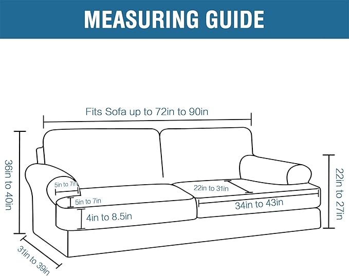 H.VERSAILTEX Sofa Cover 3 Piece T Cushion Sofa Slipcovers Thick Velvet Couch Cover Stretch T Cushion Sofa Covers for 2 Cushion Couch with 2 Individual T Cushion Covers Washable, Rust