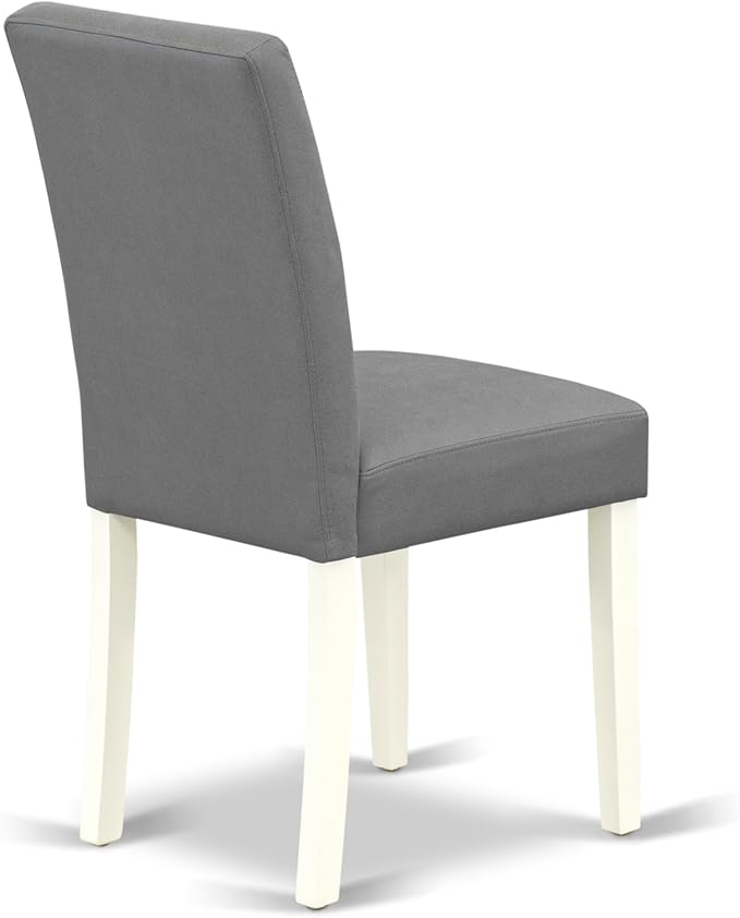 East West Furniture ANAS3-LWH-41 3 Piece Kitchen Table Set consists A Wooden Table and 2 Platinum Gray Polyester Fabric Person Chairs with Stylish Back- Linen White Finish