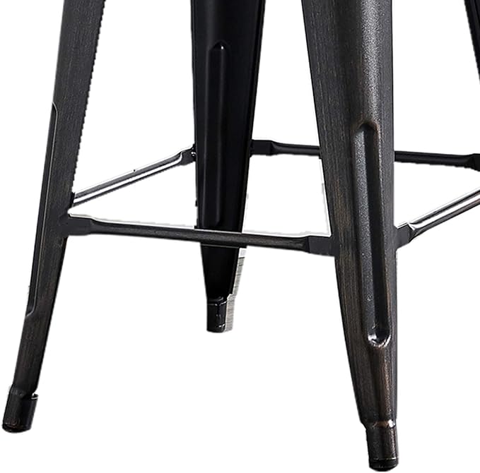 AC Pacific 24” Metal Barstool Set of 2 – Country Rustic Style with Low Back, Lightweight & Sturdy Build, Easy Assembly – Sanded Matte Midnight/Brushed Rusty Gold