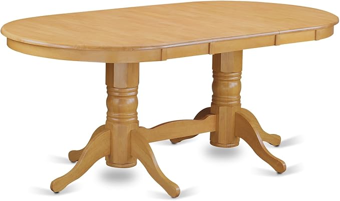 East West Furniture VANO9-OAK-C 9 Piece Dining Set Includes an Oval Dining Table with Butterfly Leaf and 8 Linen Fabric Kitchen Room Chairs, 40x76 Inch, Oak