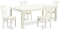East West Furniture LGGR5-LWH-W 5 Piece Dining Room Table Set Includes a Rectangle Wooden Table with Butterfly Leaf and 4 Kitchen Dining Chairs, 42x84 Inch, Linen White