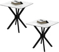 Square Side Table Set of 2, Modern Stylish End Table with Faux Marble Top and Black Metal Legs,Durable Sofa Side Table for Living Room Bedroom