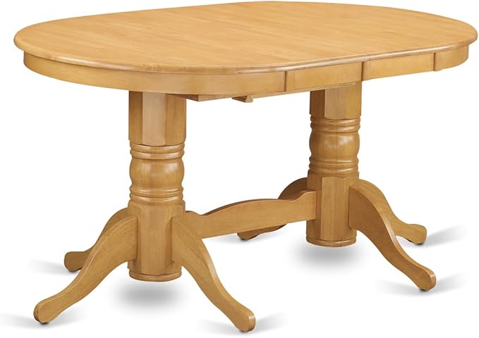 East West Furniture VAAN7-OAK-C 7 Piece Kitchen Table Set Consist of an Oval Dining Table with Butterfly Leaf and 6 Linen Fabric Upholstered Dining Chairs, 40x76 Inch, Oak