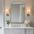 ANDY STAR Chrome Bathroom Mirror, 24x36 Inch Polished Chrome Rectangle Mirror, Scalloped Bathroom Mirror with Stainless Steel Metal Frame, Thin Frame Deep 1’’