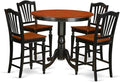 East West Furniture TRCH5-BLK-W 5 Piece Counter Height Pub Set Includes a Round Dining Table and 4 Kitchen Dining Chairs, 42x42 Inch, Black & Cherry