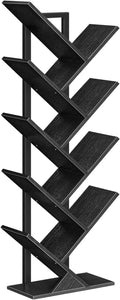 HOOBRO Tree Bookshelf, 9-Tier Bookcase Wooden Shelves, Floor Standing Storage Rack, for Display of CDs, Books in Living Room, Home Office, Wood Storage Rack for Bedroom, Black BB08SJ01G1