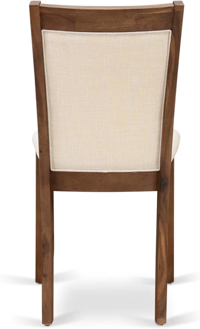 East West Furniture V777MZN32-6 6 Piece Dining Set Contains a Rectangle Dining Room Table with V-Legs and 4 Light Beige Linen Fabric Parson Chairs with a Bench, 40x72 Inch, Multi-Color