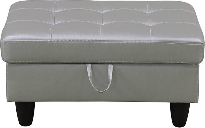 NicBex Sectional Couch 3 Pieces Sofa Set with Left Chaise Synthetic Leather L Shaped Cloud Couch for Living Room Furniture Sets with Storage Ottoman, Modular Sofa for Living Room & Apartment, Silver